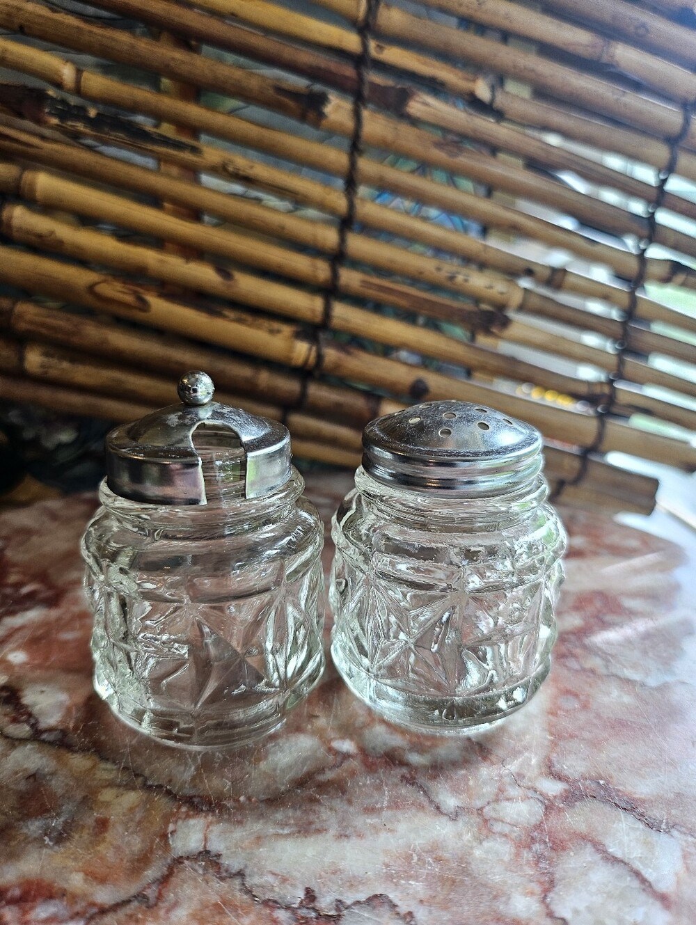 MCM Glass Mustard Jar & Salt Shaker